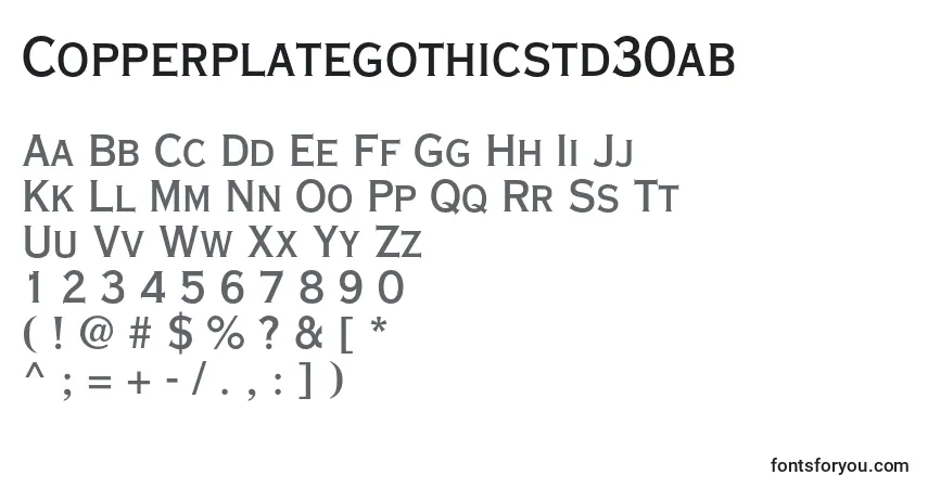 A fonte Copperplategothicstd30ab – alfabeto, números, caracteres especiais