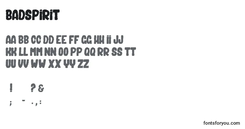 Czcionka Badspirit – alfabet, cyfry, specjalne znaki