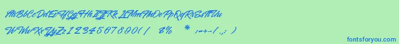 WashingtonBasketballフォントについての詳細 フォントWashingtonBasketball – 青い文字は緑の背景です。