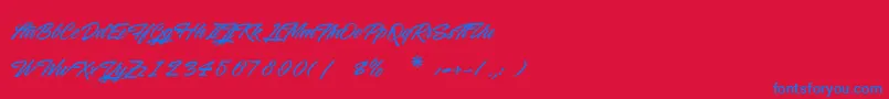 WashingtonBasketball-Schriftart – Blaue Schriften auf rotem Hintergrund