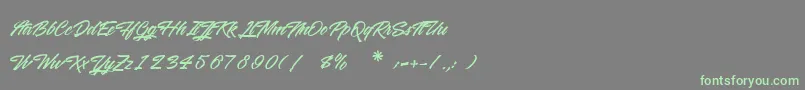 Weitere Informationen zur WashingtonBasketball-Schriftart WashingtonBasketball-Schriftart – Grüne Schriften auf grauem Hintergrund