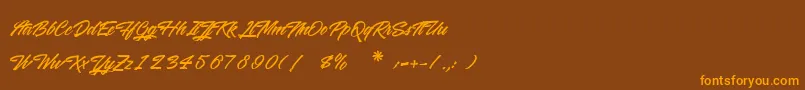 Lisätietoja WashingtonBasketball-fontista WashingtonBasketball-fontti – oranssit fontit ruskealla taustalla