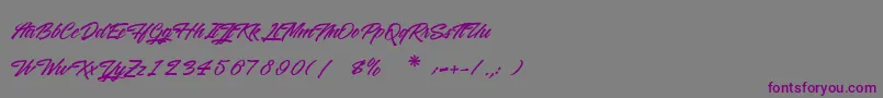Weitere Informationen zur WashingtonBasketball-Schriftart WashingtonBasketball-Schriftart – Violette Schriften auf grauem Hintergrund
