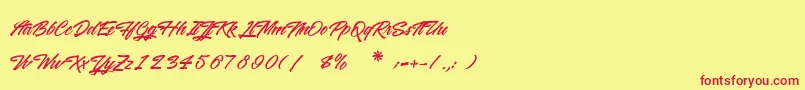 WashingtonBasketball Font – Red Fonts on Yellow Background