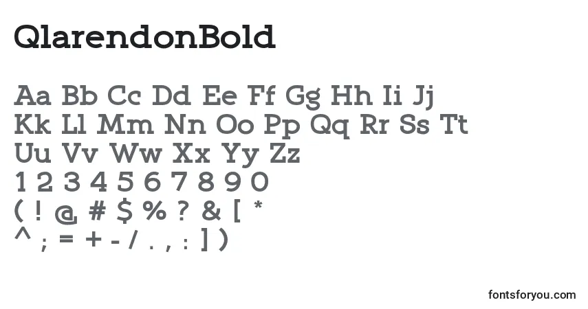 A fonte QlarendonBold – alfabeto, números, caracteres especiais