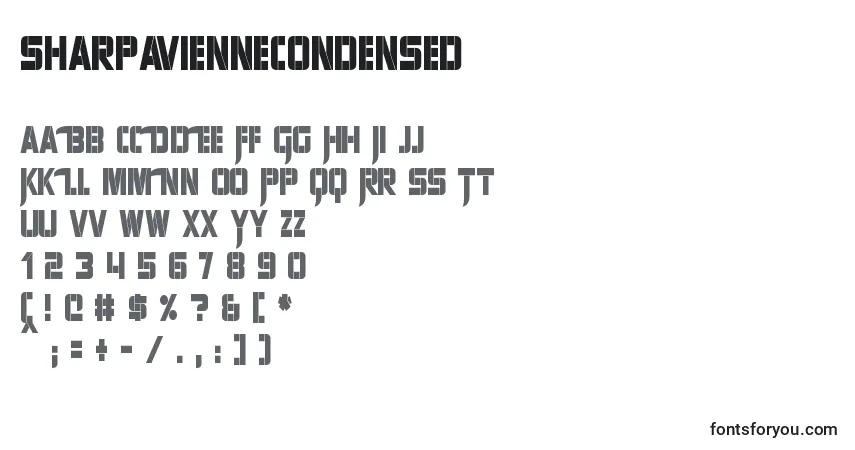 A fonte SharpAvienneCondensed – alfabeto, números, caracteres especiais