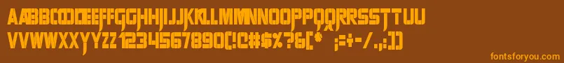 SharpAvienneCondensed-Schriftart – Orangefarbene Schriften auf braunem Hintergrund