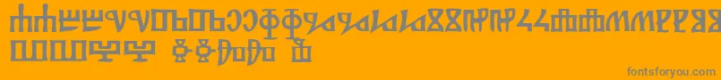 Glagolitsa-Schriftart – Graue Schriften auf orangefarbenem Hintergrund