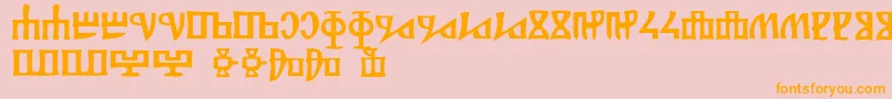 Glagolitsa-Schriftart – Orangefarbene Schriften auf rosa Hintergrund