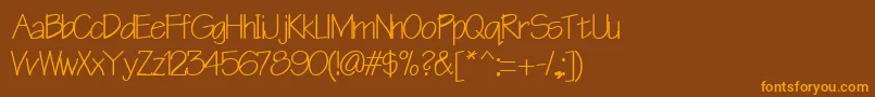 Cheerstypenorm13Bold-Schriftart – Orangefarbene Schriften auf braunem Hintergrund