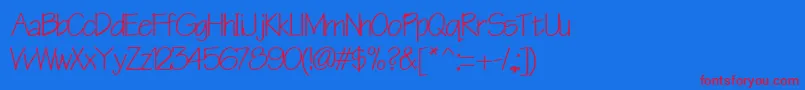 Cheerstypenorm13Bold-Schriftart – Rote Schriften auf blauem Hintergrund