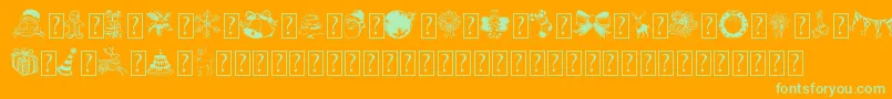 fuente HandchristmasdoodleDemo – Fuentes Verdes Sobre Fondo Naranja