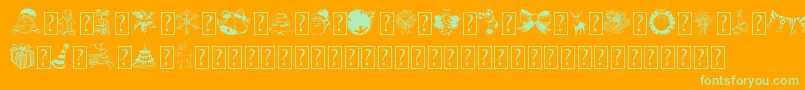 HandchristmasdoodleDemo-Schriftart – Grüne Schriften auf orangefarbenem Hintergrund