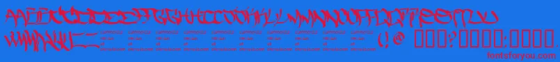 Thefiveonetwo-Schriftart – Rote Schriften auf blauem Hintergrund