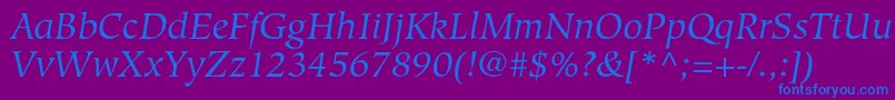 HiroshigestdBookitalic Font – Blue Fonts on Purple Background