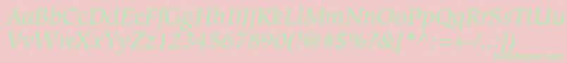 HiroshigestdBookitalic Font – Green Fonts on Pink Background