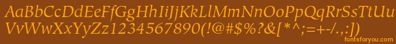 HiroshigestdBookitalic-fontti – oranssit fontit ruskealla taustalla