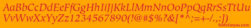 HiroshigestdBookitalic Font – Red Fonts on Orange Background