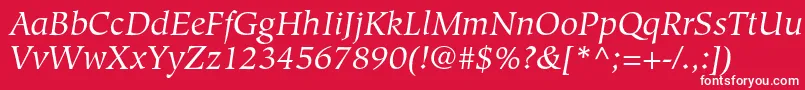 フォントHiroshigestdBookitalic – 赤い背景に白い文字