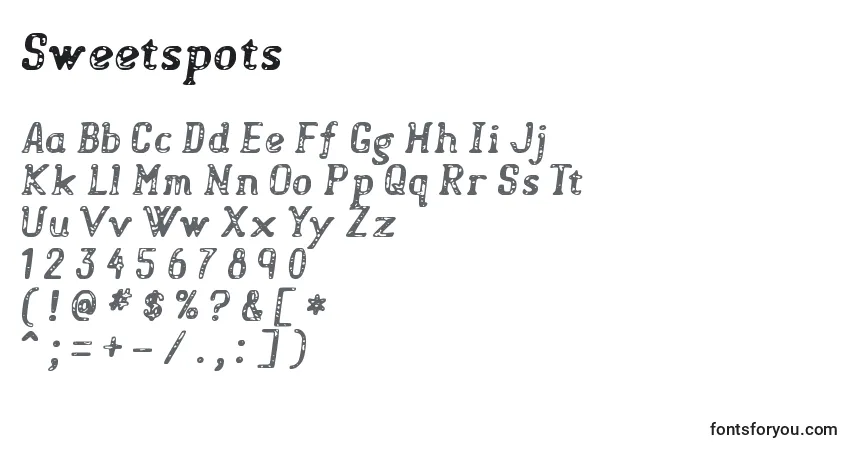 Schriftart Sweetspots – Alphabet, Zahlen, spezielle Symbole