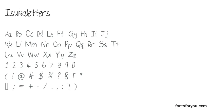 Czcionka Isukaletters – alfabet, cyfry, specjalne znaki