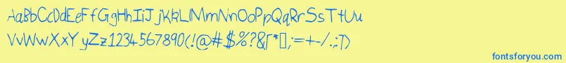 Isukaletters-Schriftart – Blaue Schriften auf gelbem Hintergrund