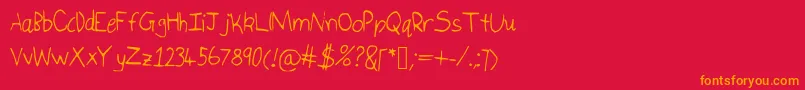 Isukaletters-Schriftart – Orangefarbene Schriften auf rotem Hintergrund