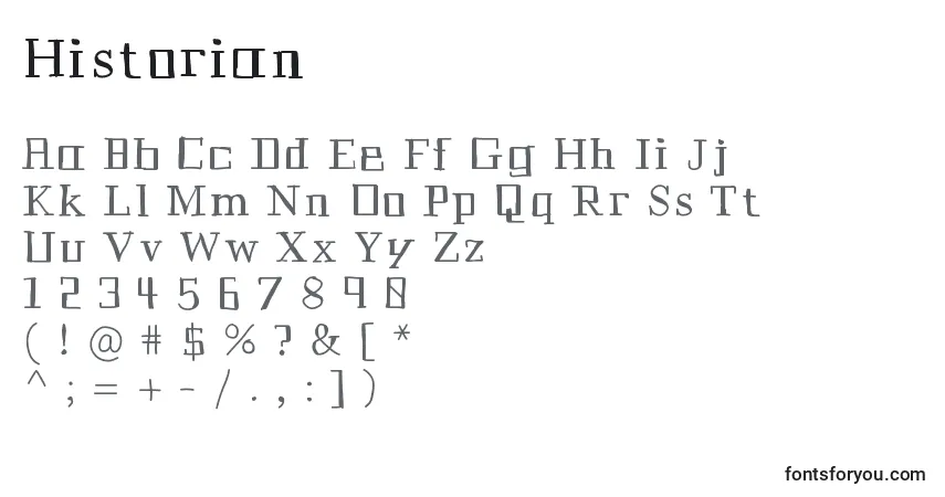 Шрифт Historian – алфавит, цифры, специальные символы