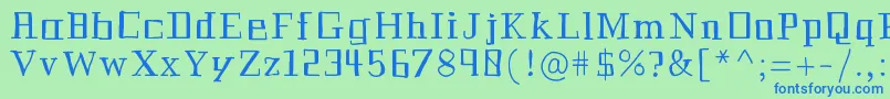 フォントHistorian – 青い文字は緑の背景です。