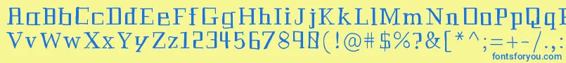 フォントHistorian – 青い文字が黄色の背景にあります。