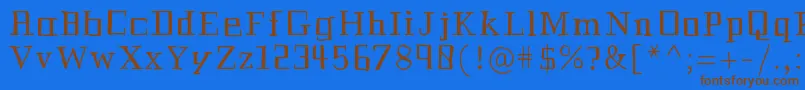 フォントHistorian – 茶色の文字が青い背景にあります。
