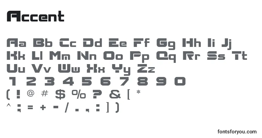 Schriftart Accent – Alphabet, Zahlen, spezielle Symbole