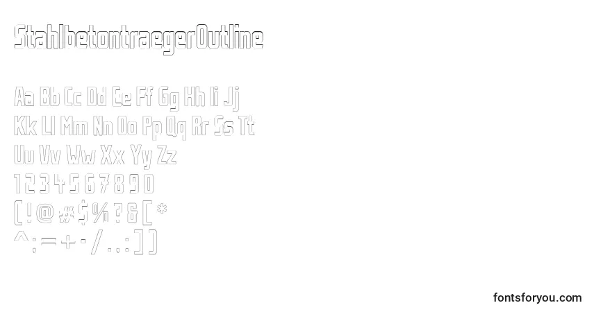 Czcionka StahlbetontraegerOutline – alfabet, cyfry, specjalne znaki
