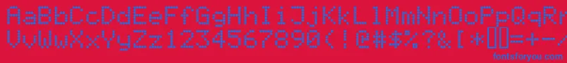 Register-Schriftart – Blaue Schriften auf rotem Hintergrund