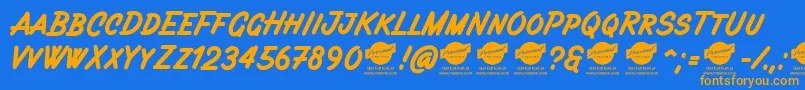 Filbertbrushcapsdemo Font – Orange Fonts on Blue Background