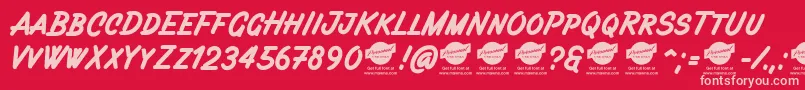 Filbertbrushcapsdemo Font – Pink Fonts on Red Background