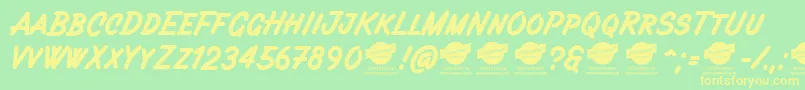 Filbertbrushcapsdemo Font – Yellow Fonts on Green Background