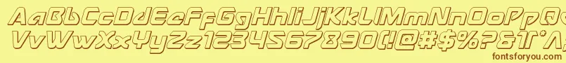 フォントUsangel3Dital – 茶色の文字が黄色の背景にあります。