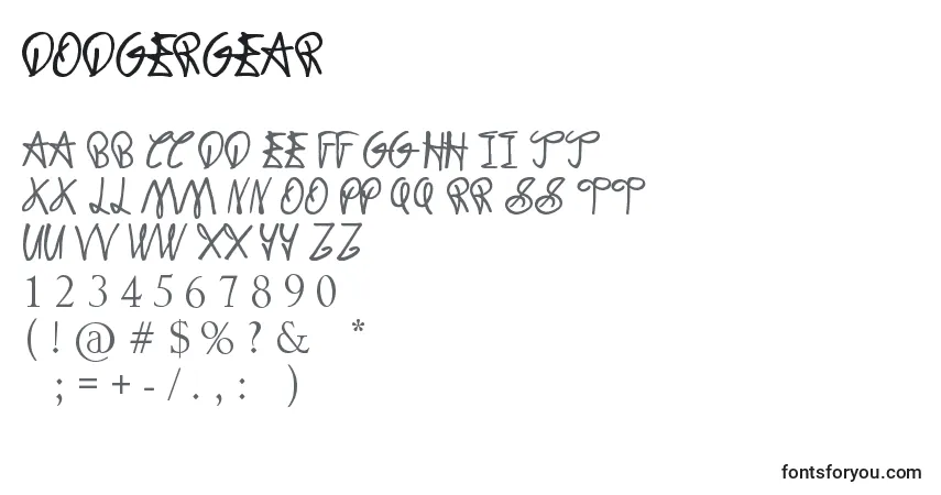 Czcionka DodgerGear – alfabet, cyfry, specjalne znaki