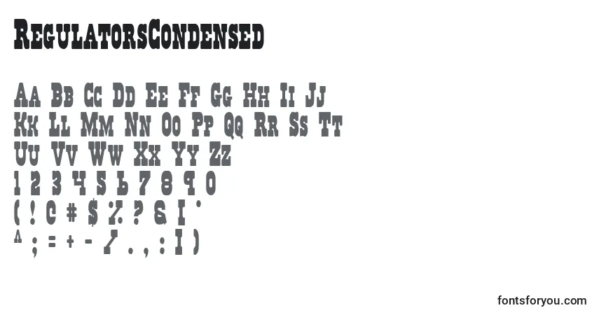 Czcionka RegulatorsCondensed – alfabet, cyfry, specjalne znaki
