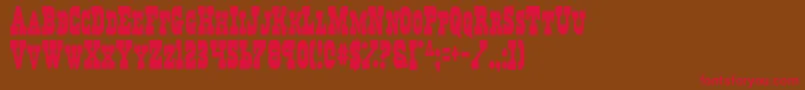 フォントRegulatorsCondensed – 赤い文字が茶色の背景にあります。