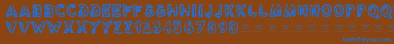 フォントReasontoseeevil – 茶色の背景に青い文字