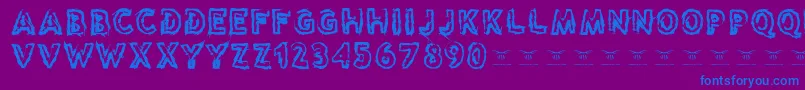 Reasontoseeevil-Schriftart – Blaue Schriften auf violettem Hintergrund