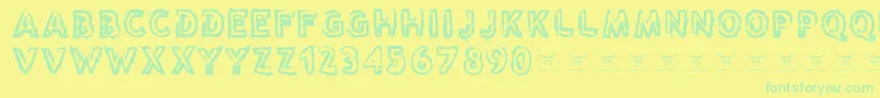 フォントReasontoseeevil – 黄色い背景に緑の文字