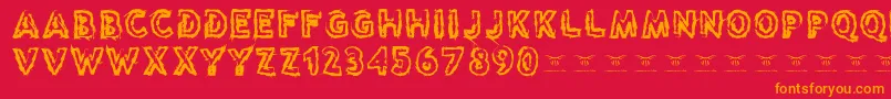 Reasontoseeevil Font – Orange Fonts on Red Background