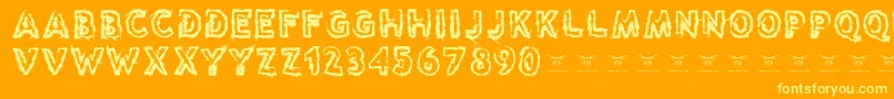 Reasontoseeevil-Schriftart – Gelbe Schriften auf orangefarbenem Hintergrund