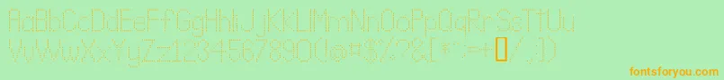 フォントLldot2 – オレンジの文字が緑の背景にあります。