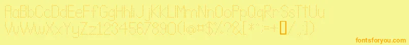 フォントLldot2 – オレンジの文字が黄色の背景にあります。