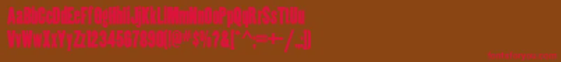 フォントCoppercanyonnf – 赤い文字が茶色の背景にあります。