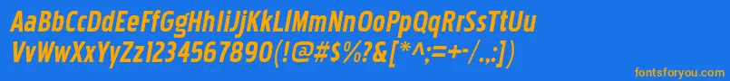 PakenhamcdrgBolditalic Font – Orange Fonts on Blue Background